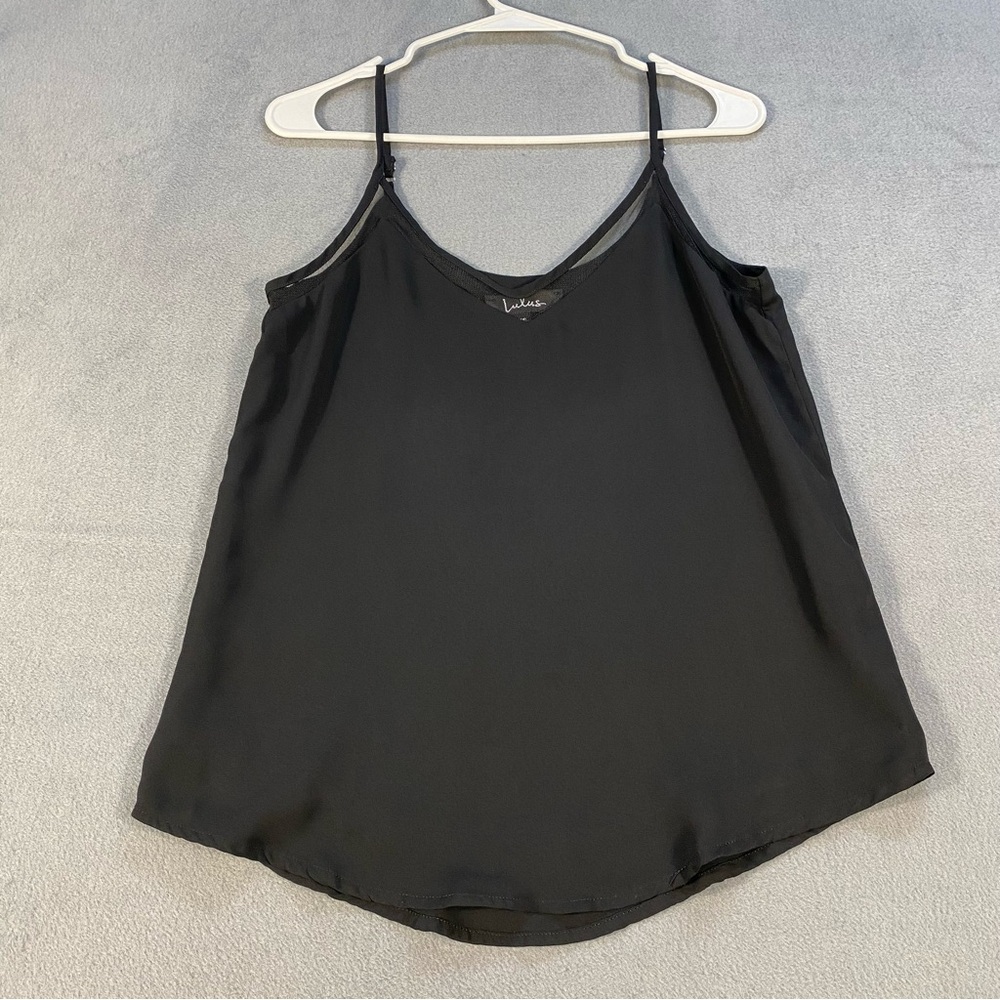 Lulus Women’s Black Flowy Spaghetti Strap Tank Top, Lightweight, size XS